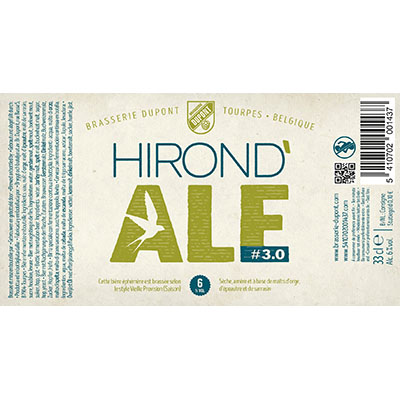 5410702001437 Hirond'Ale #3.0 - 33cl Bier met nagisting in de fles Sticker Front